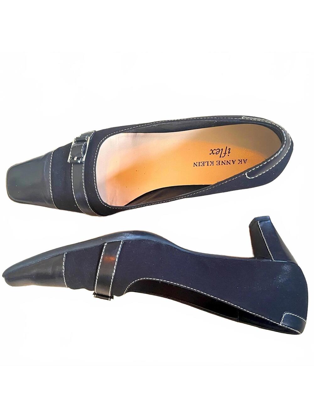 Anne Klein Black Square Toe Loafers Women’s Classic Slip-On Dress Shoes